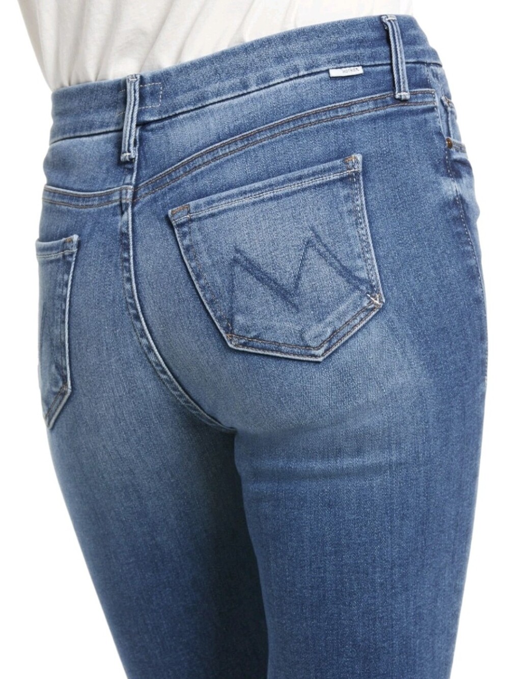 MOTHER The Looker Ankle Fray Jeans Satisfaction Guaranteed Mid-Blue Size 34